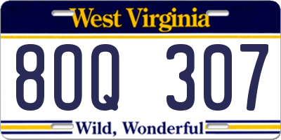 WV license plate 8OQ307