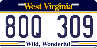 WV license plate 8OQ309