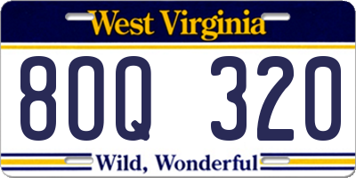 WV license plate 8OQ320
