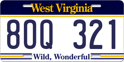 WV license plate 8OQ321