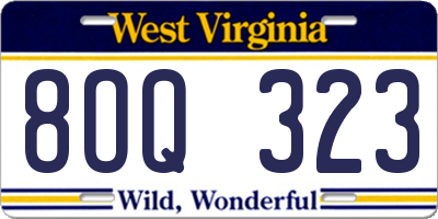 WV license plate 8OQ323