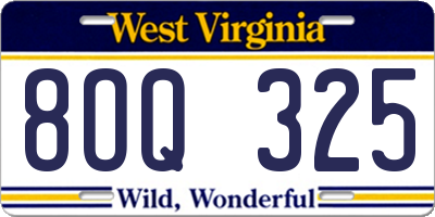 WV license plate 8OQ325