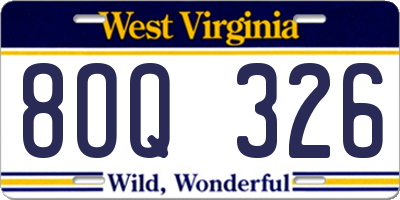 WV license plate 8OQ326