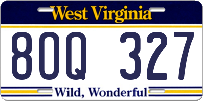 WV license plate 8OQ327