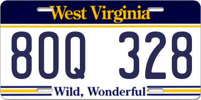 WV license plate 8OQ328
