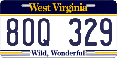 WV license plate 8OQ329