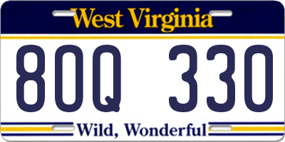 WV license plate 8OQ330