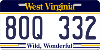 WV license plate 8OQ332