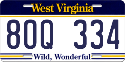 WV license plate 8OQ334