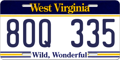 WV license plate 8OQ335