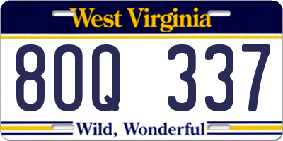 WV license plate 8OQ337