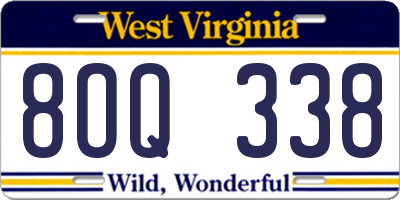 WV license plate 8OQ338