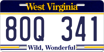 WV license plate 8OQ341