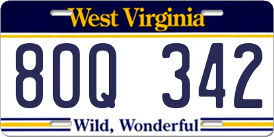 WV license plate 8OQ342