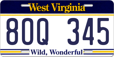 WV license plate 8OQ345