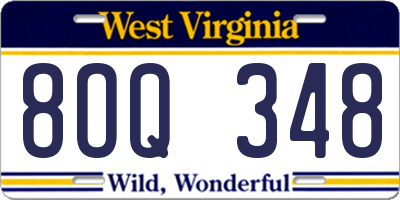 WV license plate 8OQ348