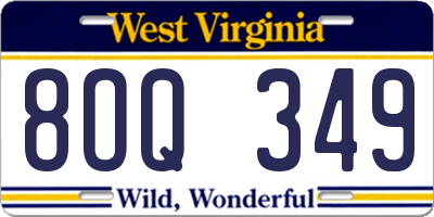 WV license plate 8OQ349