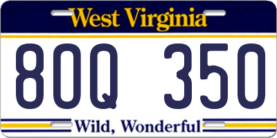 WV license plate 8OQ350
