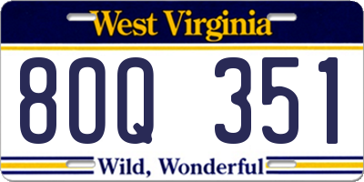 WV license plate 8OQ351