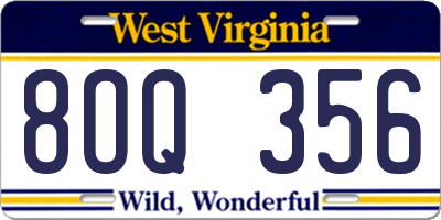 WV license plate 8OQ356