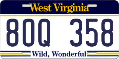 WV license plate 8OQ358