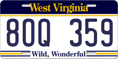 WV license plate 8OQ359