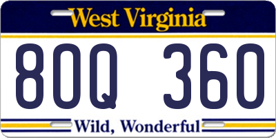 WV license plate 8OQ360