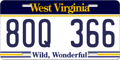 WV license plate 8OQ366