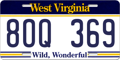 WV license plate 8OQ369
