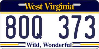 WV license plate 8OQ373