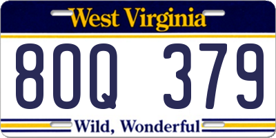 WV license plate 8OQ379