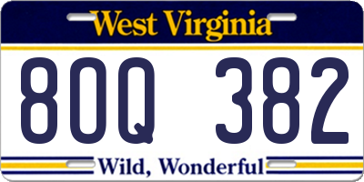 WV license plate 8OQ382