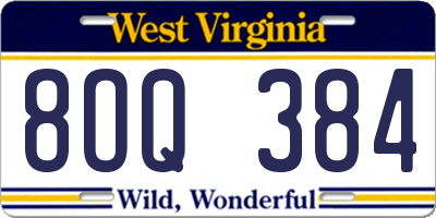 WV license plate 8OQ384