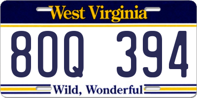 WV license plate 8OQ394
