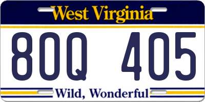 WV license plate 8OQ405