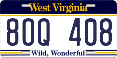 WV license plate 8OQ408