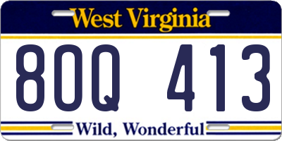 WV license plate 8OQ413