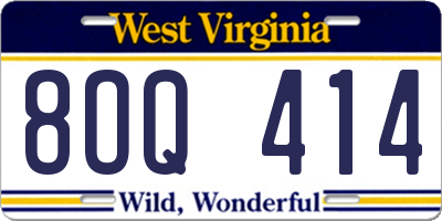 WV license plate 8OQ414
