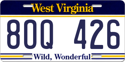 WV license plate 8OQ426