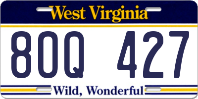 WV license plate 8OQ427