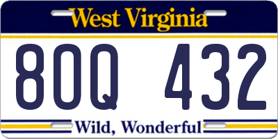 WV license plate 8OQ432