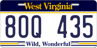 WV license plate 8OQ435