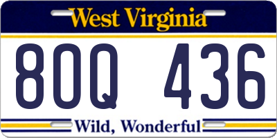 WV license plate 8OQ436