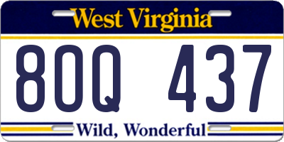 WV license plate 8OQ437