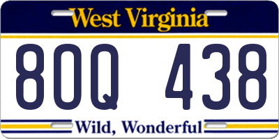 WV license plate 8OQ438