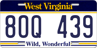 WV license plate 8OQ439