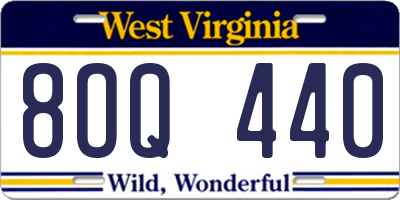 WV license plate 8OQ440