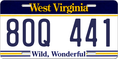 WV license plate 8OQ441