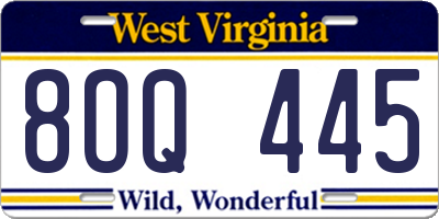 WV license plate 8OQ445