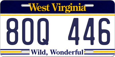 WV license plate 8OQ446